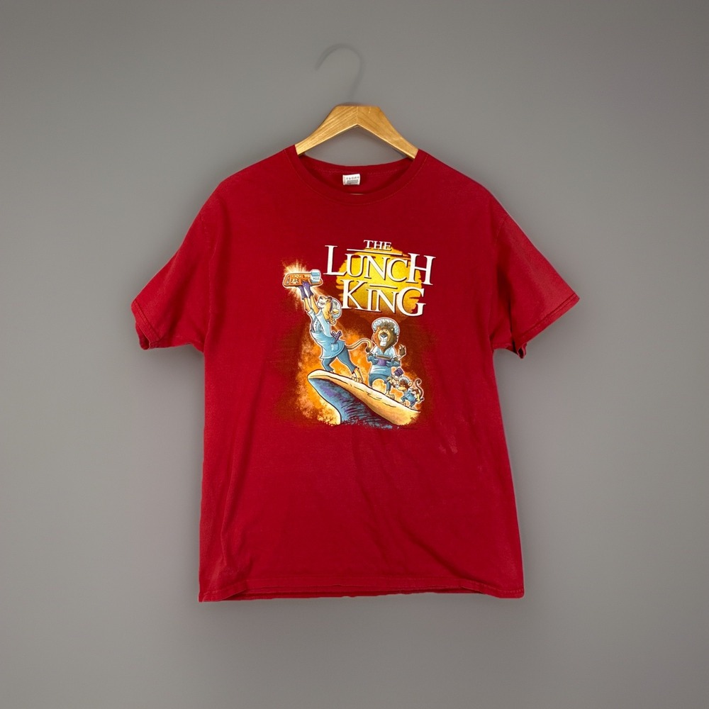 VTG Y2K‎ Lion King Parody Lunch King Cotton Lunch King Crew Neck Short Sleeves L